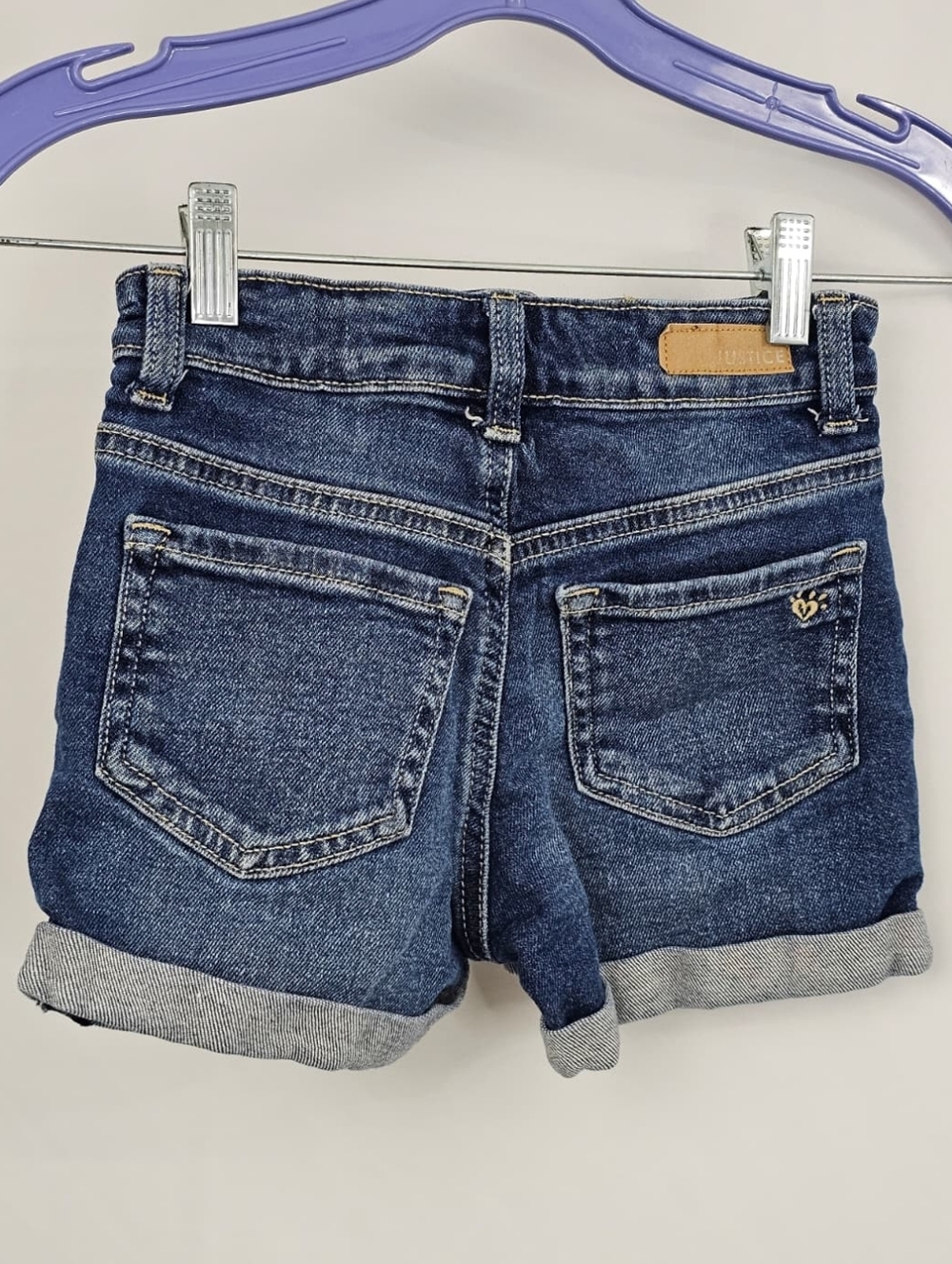 Justice Mini Mom Rainbow Embellished Distressed Jean Shorts, Sz 8 - Picture 3 of 8